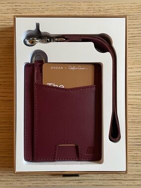 Andar The Denner Wine Red Full Grain Leather Keychain Wallet with Wrist Strap
